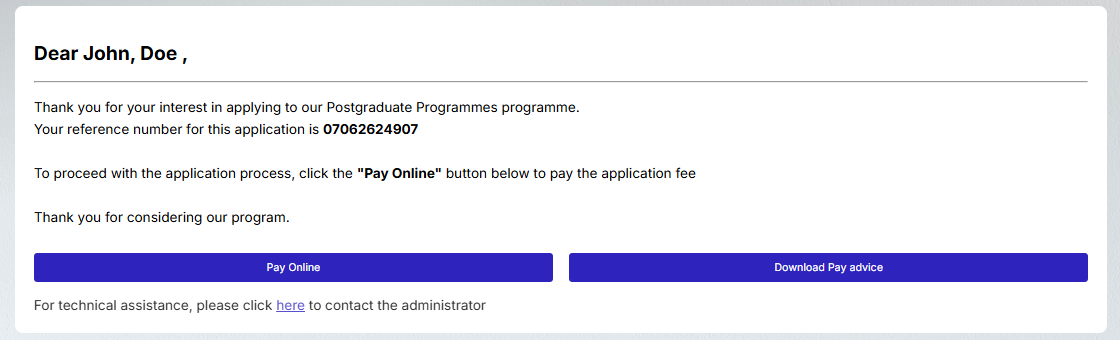 Step Three - Obtain Reference Number
